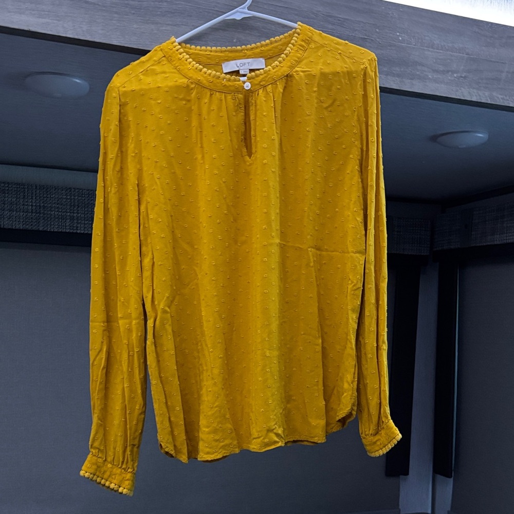 LOFT Mustard Textured Blouse